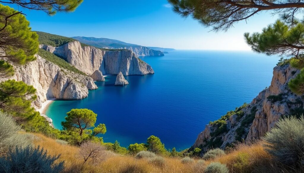 découvrez le belvédère du mugel, offrant un panorama exceptionnel sur la mer et la calanque, un lieu idéal pour les amateurs de paysages marins et de nature préservée.