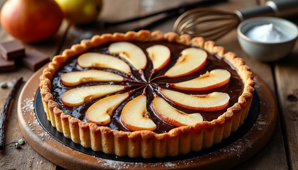 découvrez la recette facile et gourmande de la tarte poire chocolat de cyril lignac, alliant douceur des poires et richesse du chocolat pour un dessert irrésistible.