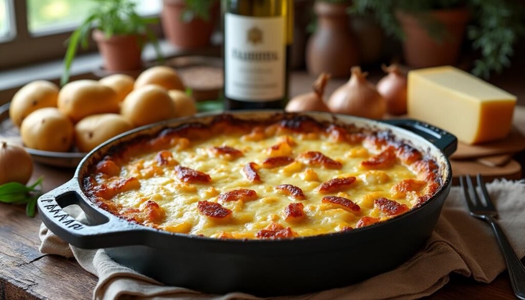découvrez la recette traditionnelle de la tartiflette grand-mère, un plat savoyard authentique et savoureux à base de pommes de terre, reblochon et lardons.