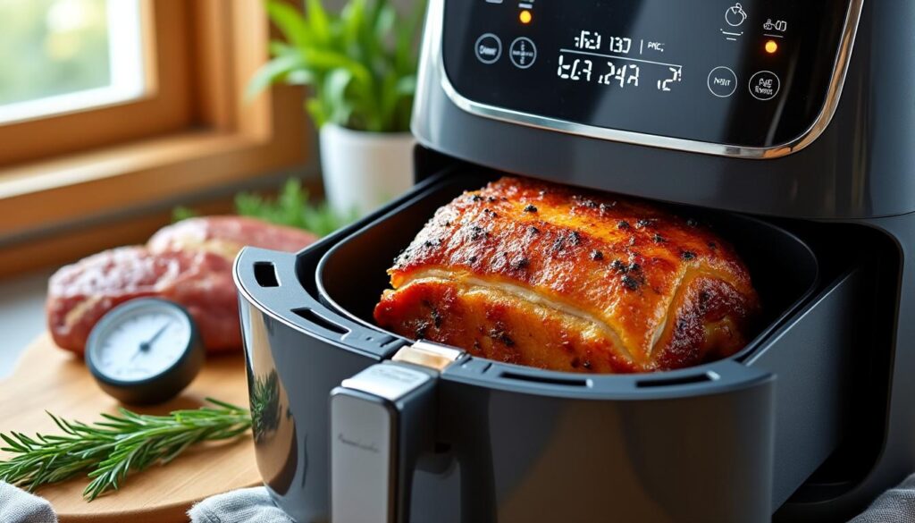 découvrez un guide rapide et précis pour cuire parfaitement votre rôti de porc à l’air fryer, avec des conseils sur les temps de cuisson et les astuces pour un résultat savoureux.