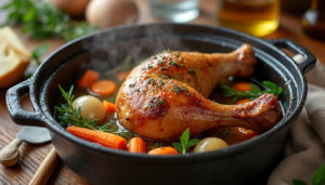 découvrez notre recette facile et rapide pour cuisiner une cuisse de dinde moelleuse en cocotte, parfaite pour un repas savoureux et réconfortant.