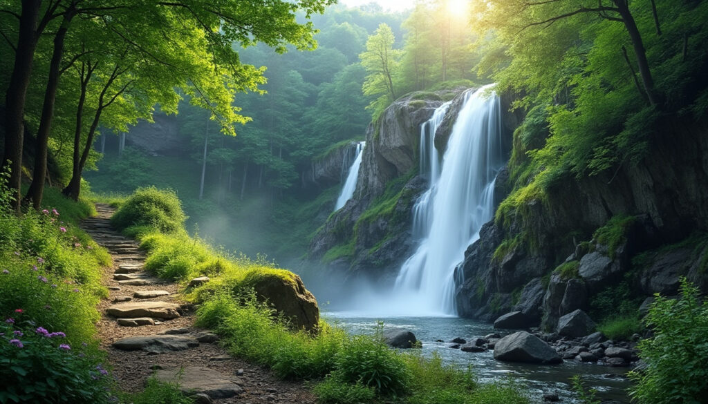 découvrez la cascade d'agaras lors d'une randonnée entre saint-jean et saint-saturnin, un lieu idéal pour profiter de la nature et des paysages préservés.
