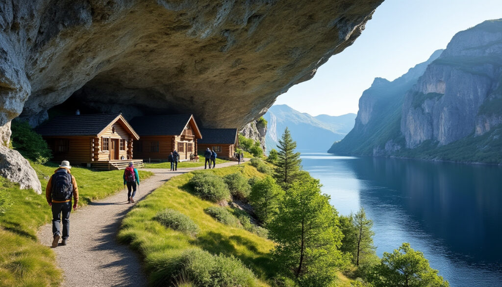 découvrez helleren au jøssingfjord, un site unique avec des maisons troglodytes traditionnelles nichées dans la falaise, et profitez de superbes randonnées pour explorer ce paysage naturel spectaculaire.