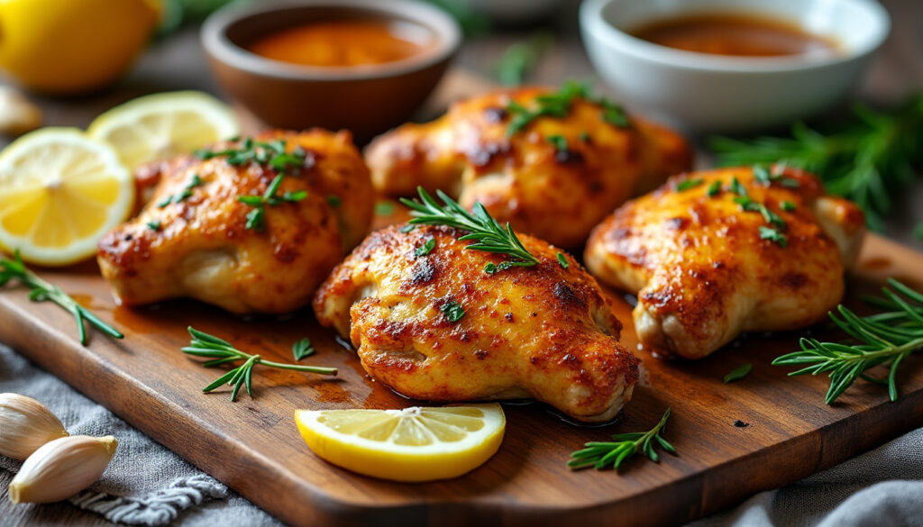 découvrez une recette simple et rapide de haut de cuisse de poulet au four, parfaite pour un repas savoureux et facile à préparer.