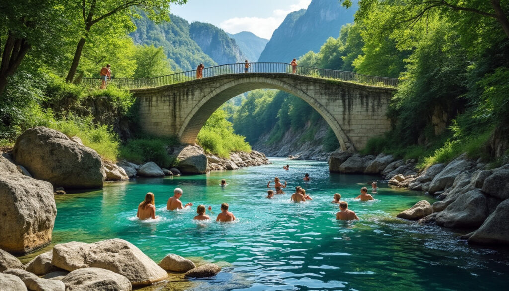 découvrez le pont de la cerise à gilette, un lieu idéal pour la baignade, la randonnée et profiter de la beauté de la nature environnante.
