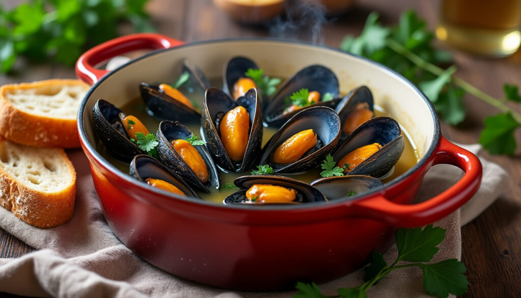 découvrez la recette traditionnelle des moules marinières façon grand-mère : une préparation facile et savoureuse, avec vin blanc, échalotes et persil.